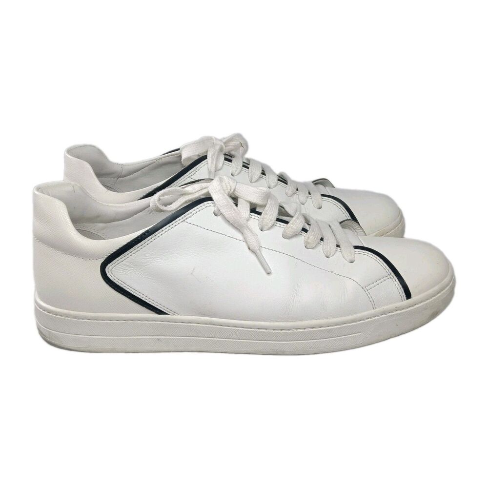PRADA Clean Cut Leather Downtown Sneakers-4E2569 Men's Size 9.5 Shoes White